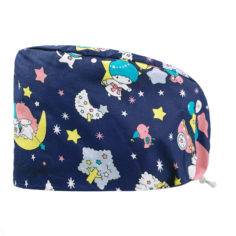 Algodón puro impreso casquillo de la enfermera tapa médica hogar tapa de la cocina aceite de catering a prueba de humo anti-pelo sombrero de trabajo de la enfermera