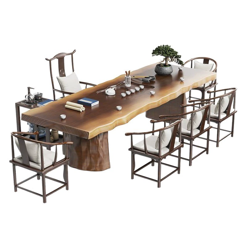 Журнал Большая доска из массива дерева Чайный столик и стул Комбинация Новый китайский простой чайный столик Дзен Высококачественный чайный столик Чайный столик