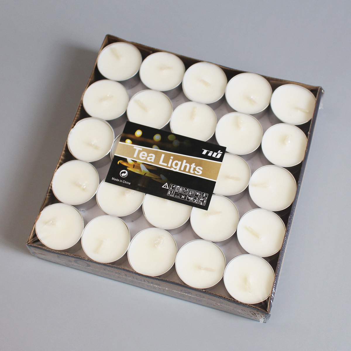 Velas de prevención de desastres de emergencia de quema duradera de 8 horas de cera de té hervida hotel de té 50 piezas de vela de té de aluminio redondo