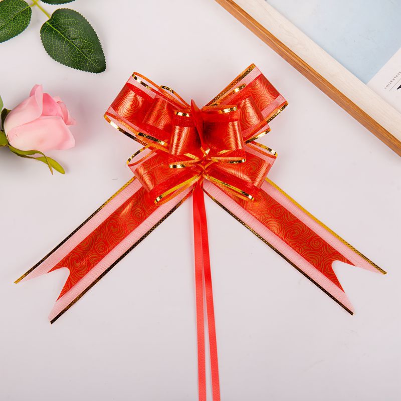 Transfronterizo 50 boda decoración del coche Rosa nieve hilo arco mano-Tirado flor cesta de frutas cinta de embalaje de regalo de Navidad