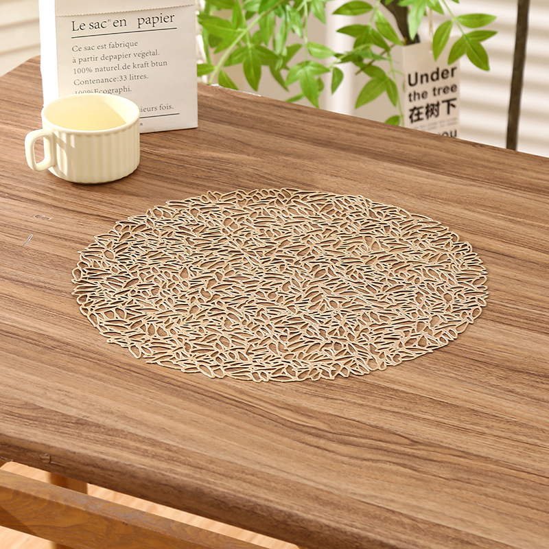Simple estilo europeo creativo semillas de melón bronceado mantel occidental mantel de PVC hueco mantel de café antideslizante de aislamiento térmico del hotel