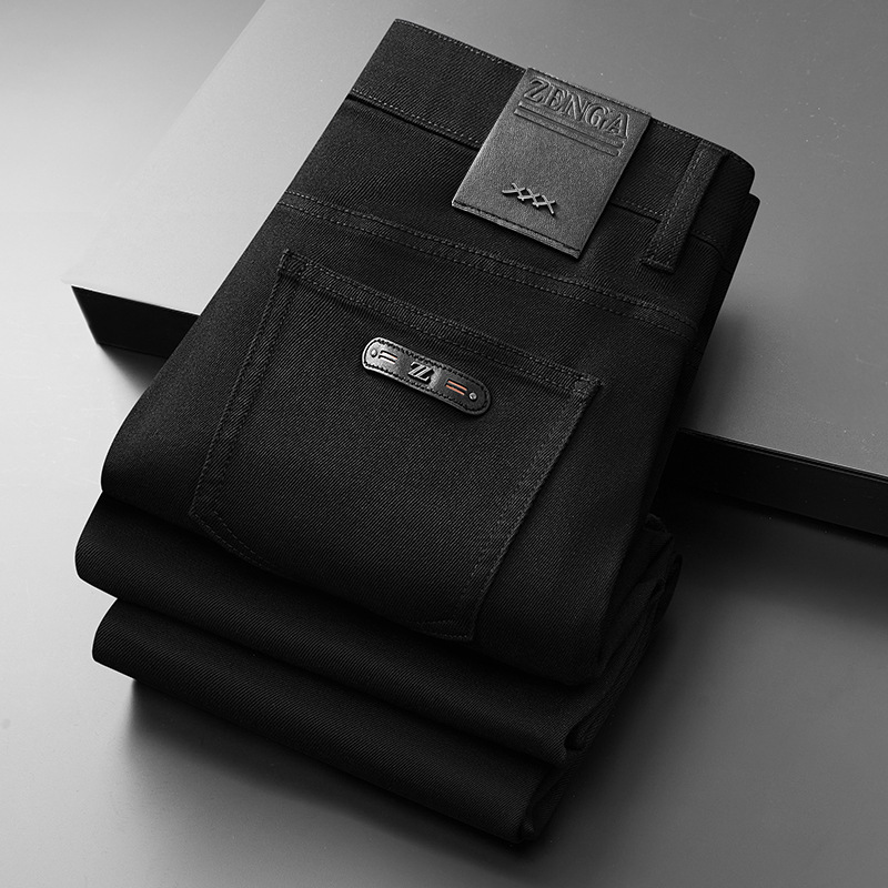 Men's European-style jeans, new autumn collection, non-fading black denim, solid color, European-style men's pants, fashionable slim-fit straight-leg pants Men's European-style jeans, new autumn collection, non-fading black denim, solid color, European-style men's pants, fashionable slim-fit straight-leg pants