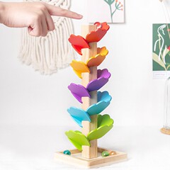 彩虹音乐树彩色拆装滚珠轨道树游戏颜色认知早教趣味组装木制玩具