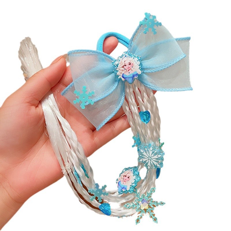 Hielo y nieve niños peluca trenzada princesa Aisha trenzada hielo y nieve chica curiosa anillo de cabello chica linda trenzada
