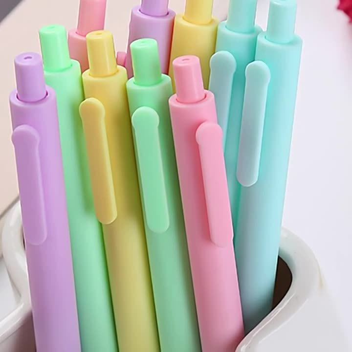 Bolígrafos de gel tipo prensa Macaron, artículos de papelería creativos para el aprendizaje, bolígrafos para escribir, bolígrafos para imprimir, bolígrafos publicitarios con personalización de logotipo al por mayor.