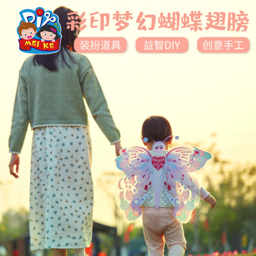 Painted transparent butterfly wings handmade diy children's art painting production decorative toys kindergarten material package