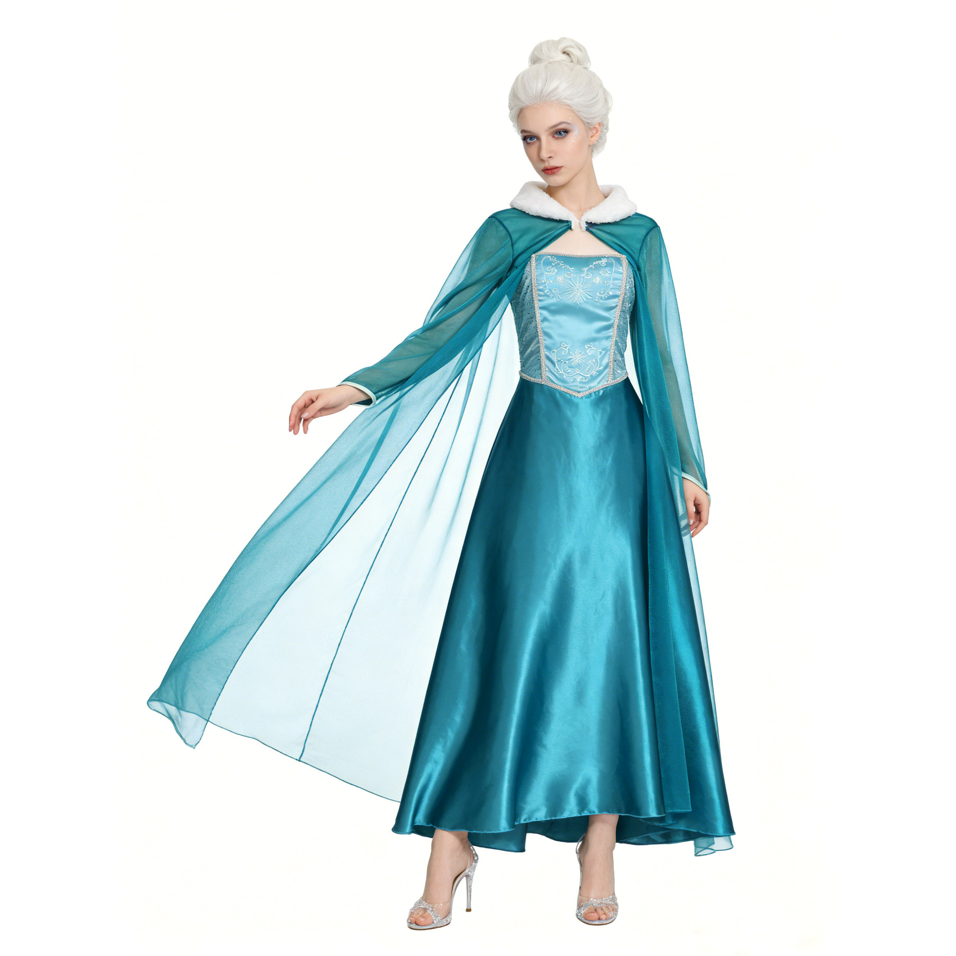 S-4XL plus size Elsa Blue Princess dress Halloween Snow White Dress Elsa Queen Dress
