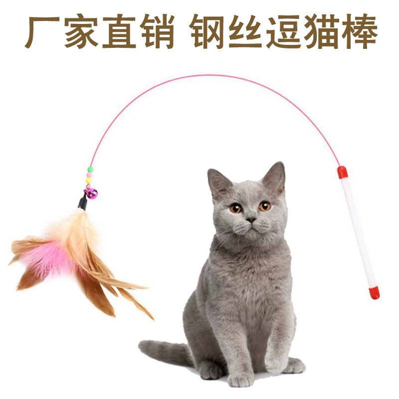 Забавная игрушка для кошек из стальной проволоки перо забавная кошачья палочка из эластичной стальной проволоки забавная кошачья палочка с пером фазана забавная кошачья палочка