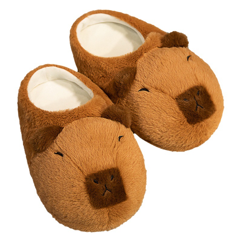 Otoño nuevo estilo humor estable capabala capybara felpa zapatillas de invierno niñas hogar zapatos de algodón capybara zapatillas