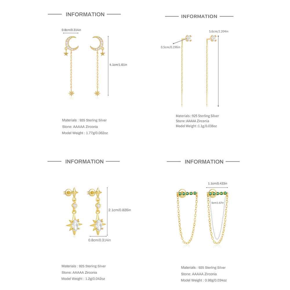 1g Weight 925 Sterling Silver Ear Needle Material 18K Gold Plated Plating Material Drop Earrings Classification 1 Pair Quantity Date, Tea Party Occasion 925 Sterling Silver Material Geometric Pattern All Seasons Season Women's Gender Elegant, Sweet Style 1 Pair 18K Gold Plated 925 Sterling Silver 925 Sterling Silver Earrings Geometric Drop Earrings 2
