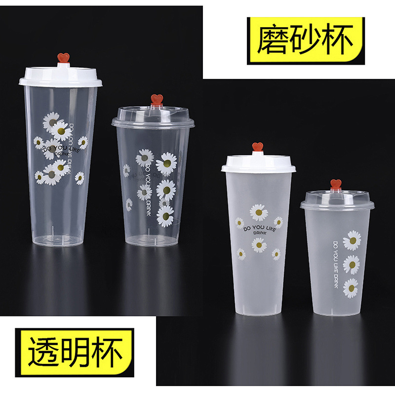 90 tazas de té de leche gruesas tazas de plástico desechables con tapa tazas de bebida frías tazas de jugo moldeo por inyección esmerizado grúa dijo