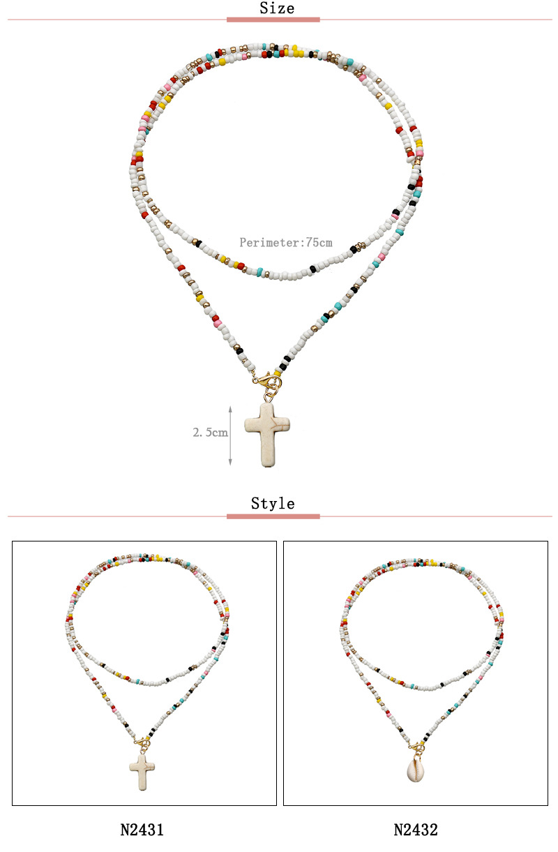 1 Piece Fashion Cross Shell Beaded Pearl Women's Necklace display picture 1