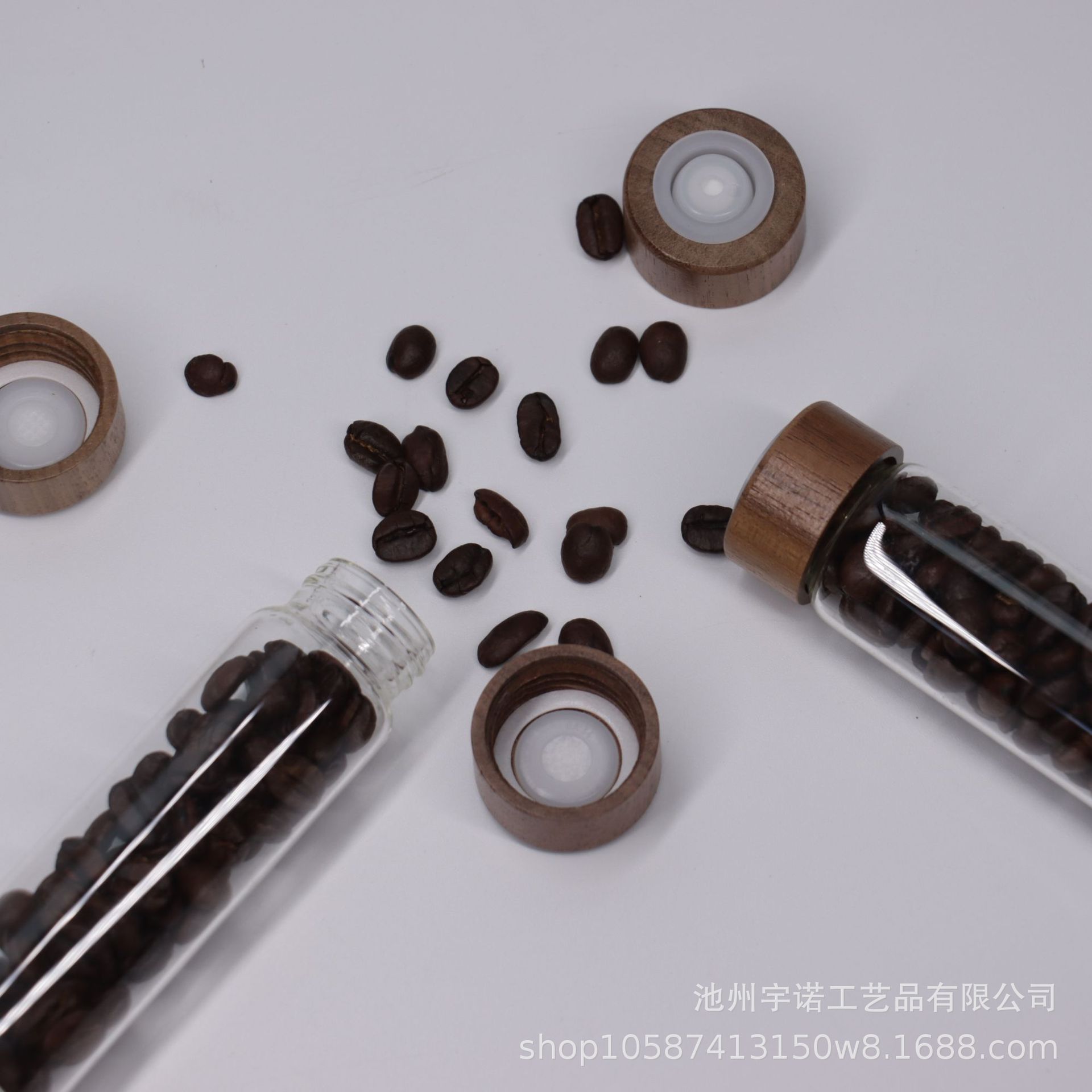 Válvula de ventilación unidireccional tapa de botella base de nuez granos de café subpaquetado vidrio de madera sólida olor botella base de almacenamiento sellado