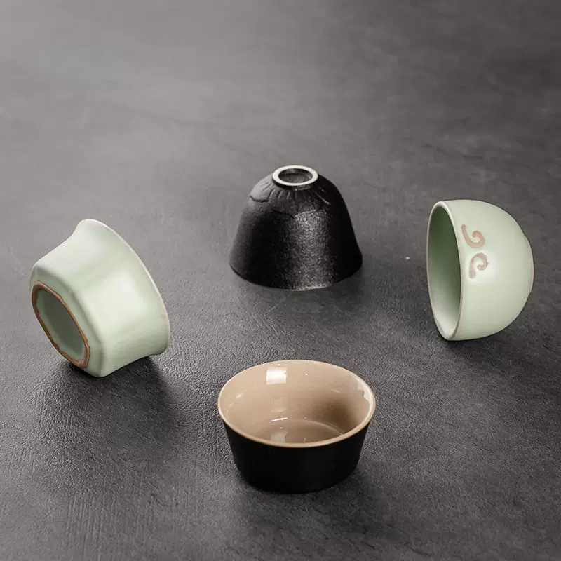 茶杯功夫小茶杯6只装紫砂陶瓷杯哥窑品茗杯茶具茶盏茶碗白瓷批发