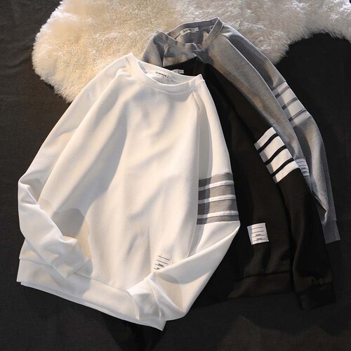 Men's Large Size Woofle Sport Sweatshirt, Loose and Fashionable, Four-Strip Hoodie, Couple's Style, High Street Trend