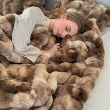 扎染毛毯仿濑兔印花毛毯泡泡绒毯子双面加厚办公室午睡毯沙发盖毯