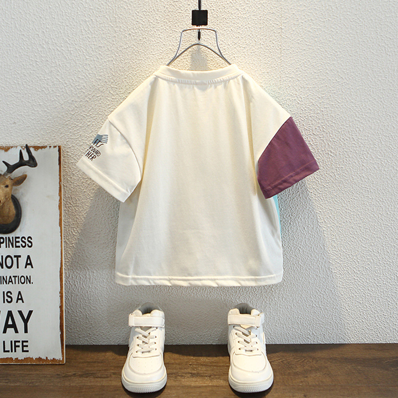 7933 Camiseta de manga corta para niños Ropa de verano Ropa para niños Bebé para niños Ropa delgada de verano de media manga para niños