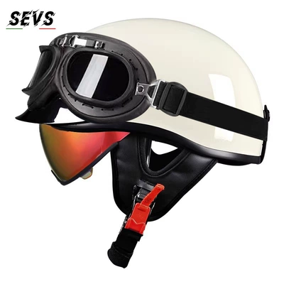 Motosiklet kaskı (dəbilqə) – scoop helmet - milky-white-aurora-redblack-frame-glasses-m