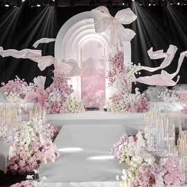 粉色仿真花婚庆装饰人造假花绢花玫瑰宝塔绣球飘雪酒店装饰淡粉色