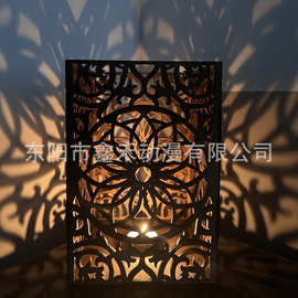 跨境新款热销法式铁艺蜡烛台复古文艺镂空烛台曼陀罗镂空花纹摆件