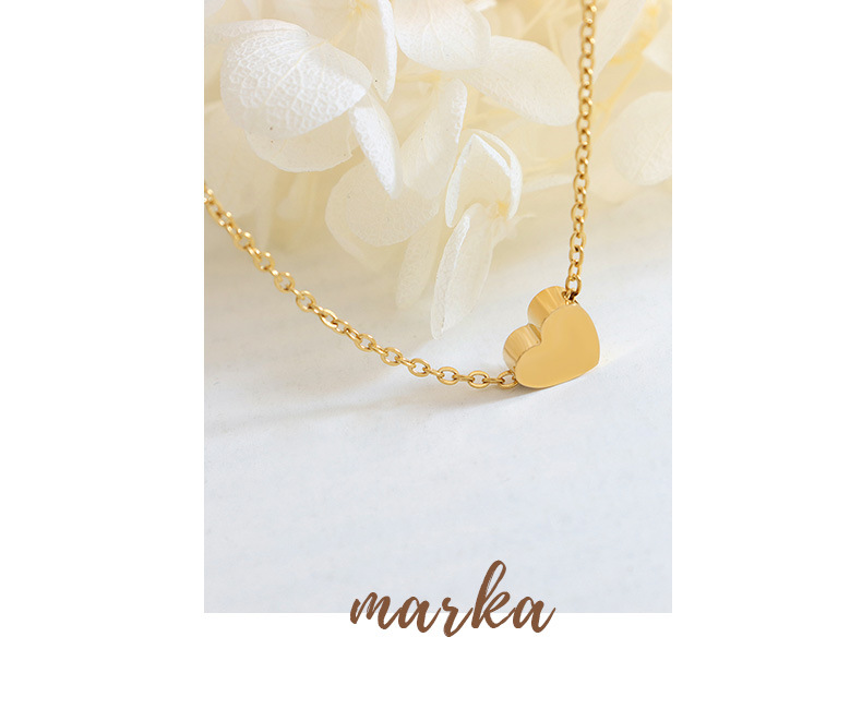 8g Weight 0.03µm-0.05µm Gold Plating Thickness PVD Coated Gold Plating Process Real Gold Plated Plating Material PVD Coated Real Gold Plated Heart Shape Titanium Steel Sweet Waterproof Non Tarnish Necklace