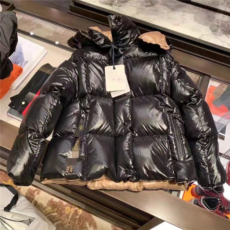正确版M蒙家女款高领连帽秋冬时尚百搭羽绒服短面包防寒保暖外套