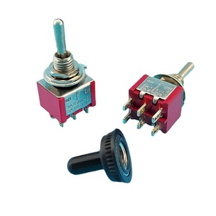 Small toggle switch MTS-203 Red Rocker toggle switch 6 feet 3 Bakelite silver dot