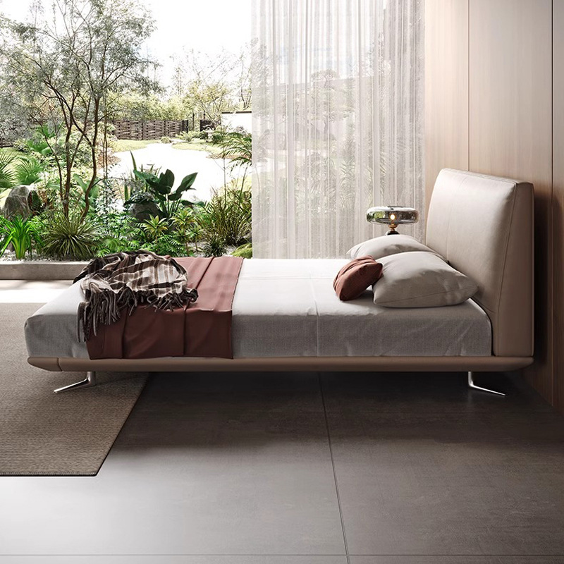 Cama de cuero estrella, cama queen, cama doble moderna y simple, cama de cuero, cama de cuero, cama de envoltura suave, cama de nuevo 2025.