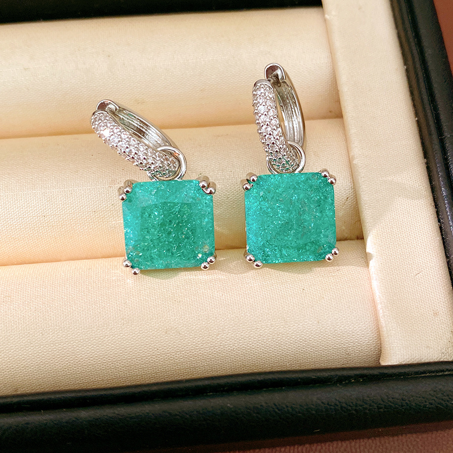 Oreja abrochada - plata - verde