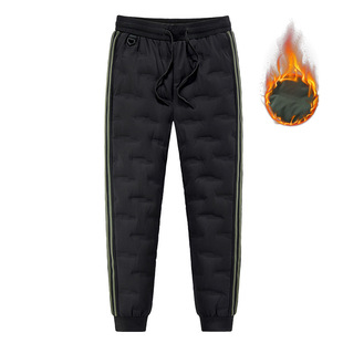 2023 autumn and winter new casual down pants fleece-lined warm lock cold light windproof simple solid color daily