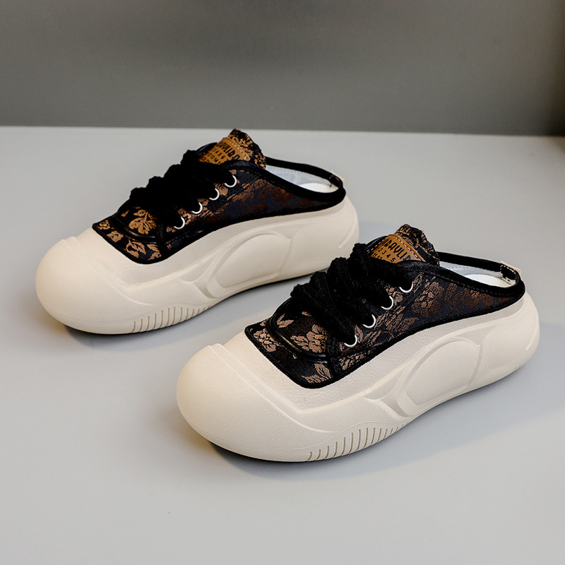 Zyxfl53 New Mesh Half For Women New Summer Trendy Casual Breathable Thick Sole Height Increasing Slippers_voghion.com