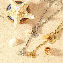 跨境不锈钢项链海洋系列OT扣吊坠高级感小众韩系锁骨链