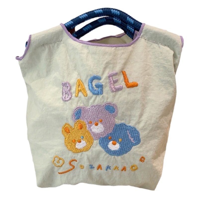 37301 Super exquisito oso bordado pequeña bolsa de tela estudiante bolso de tela Oxford mini bolsa de mano bolsa de teléfono móvil