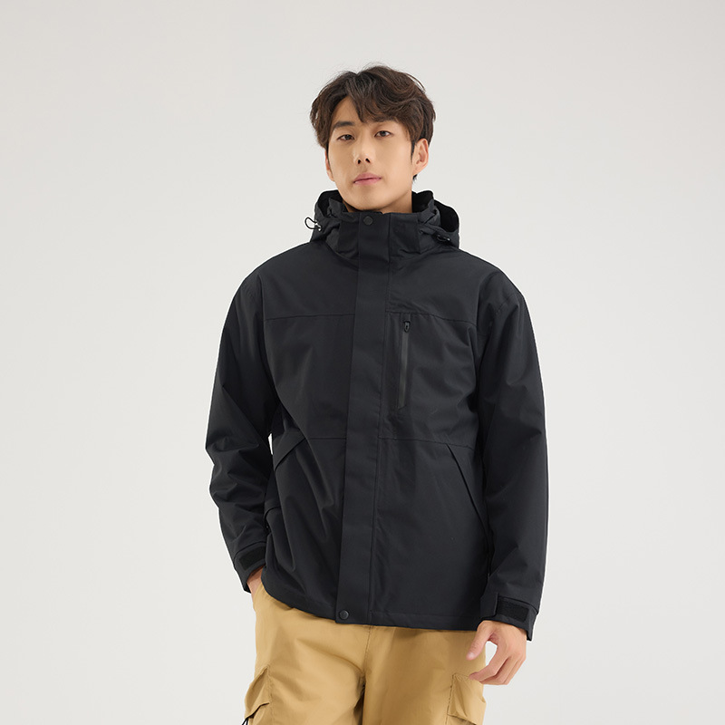 伯同風フルヒートシールアウトドアジャケット3in1、女性用取り外し可能防風防水、男性用登山服、ダウンジャケット