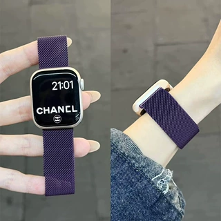 适用苹果iwatch手表带米兰尼斯s11不锈钢磁吸金属回环s10表带跨境