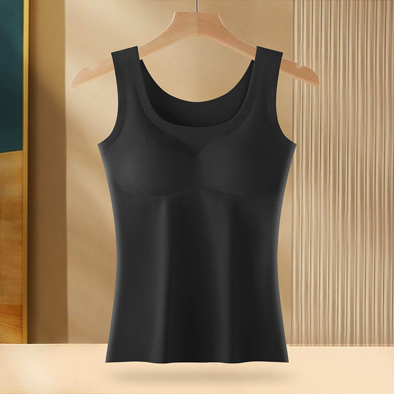 Demi-season keep warm tank top, top with cups, underwear, slim fit