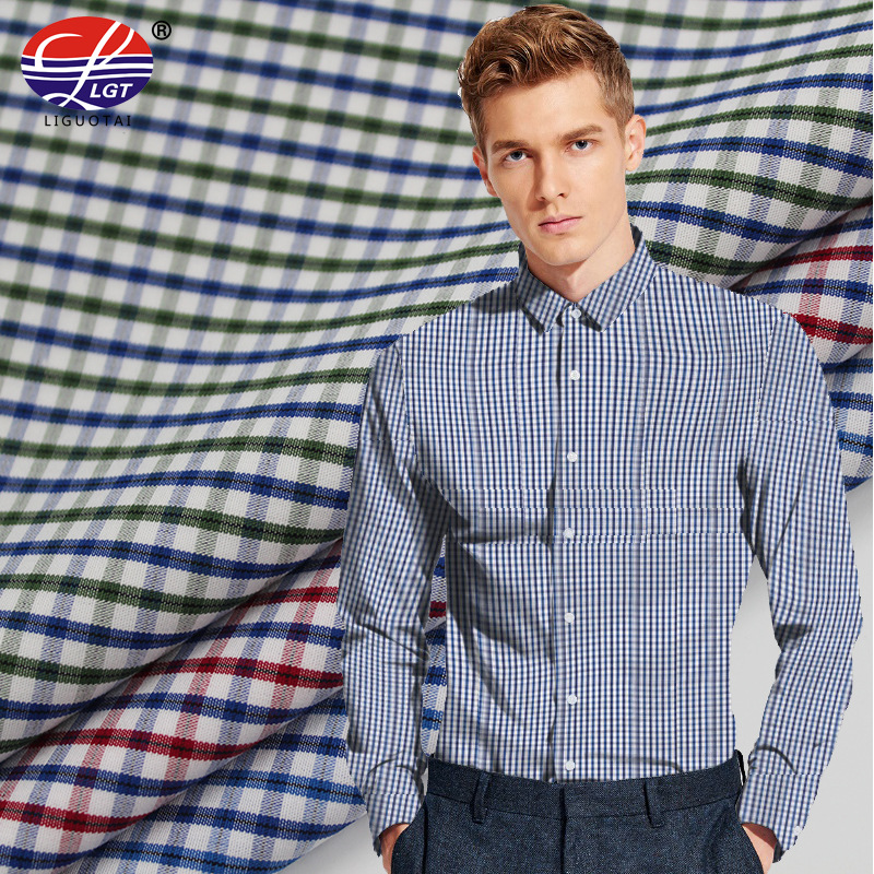 现货批发竹纤维衬衫色织布 格子短裤面料 休闲男士服装布料