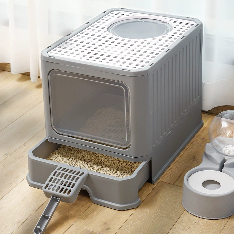 Полный закрытый негабаритный ящик для мусора для кошек