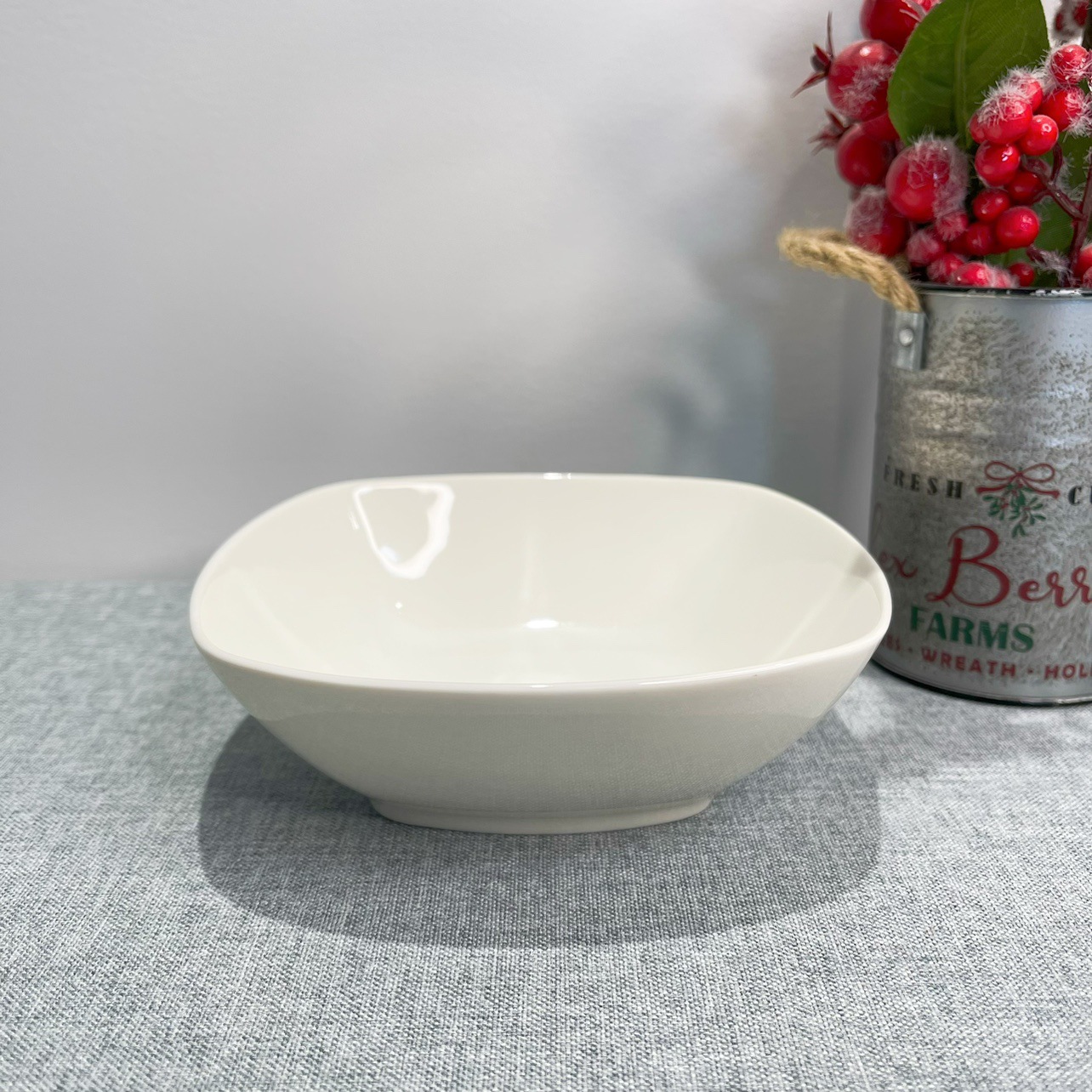 Lu Cang LZ exporta el último pedido de vajilla, serie de porcelana blanca, cuenco cuadrado de cerámica para una sola fruta