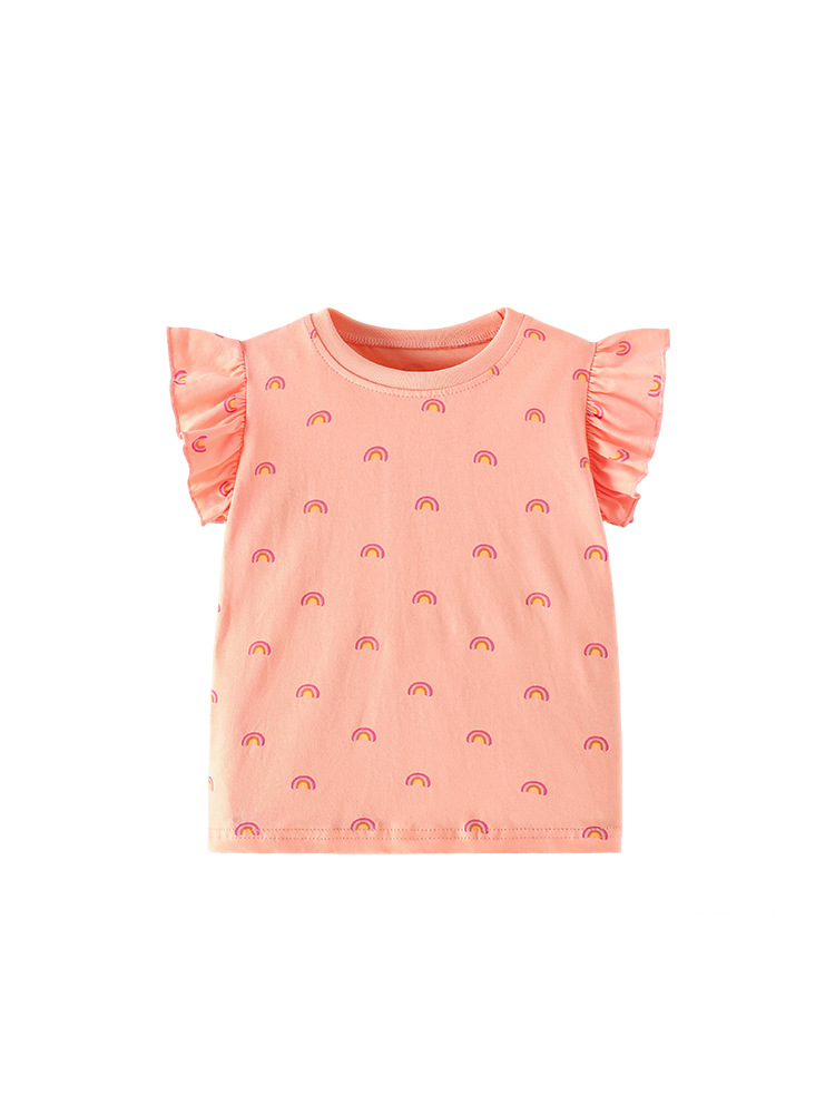 Malwee transfronterizo verano nueva ropa infantil mangas cortas sueltas estilo transpirable encantador impresión de niñas camisas diarias