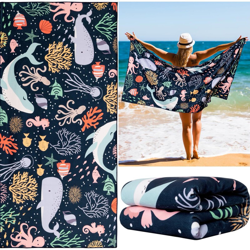 beach towel diving cat funny cat dolphin jellyfish beach towel microfiber beach towel beach pool yoga