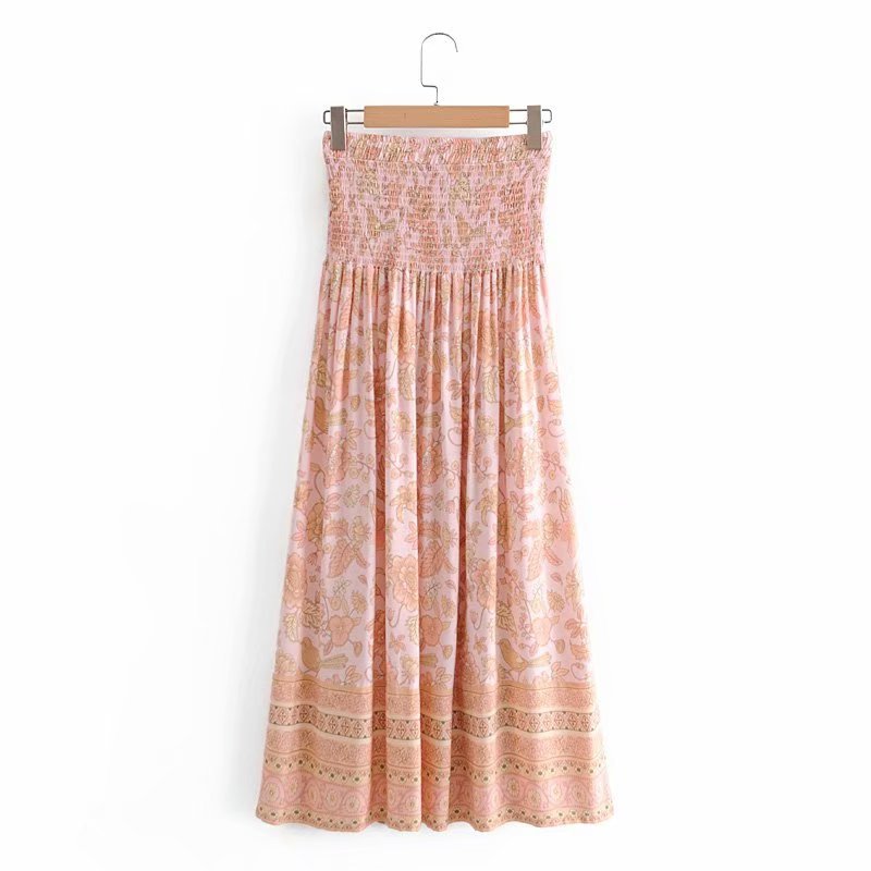 print elastic waist lace-up skirt NSAM29254