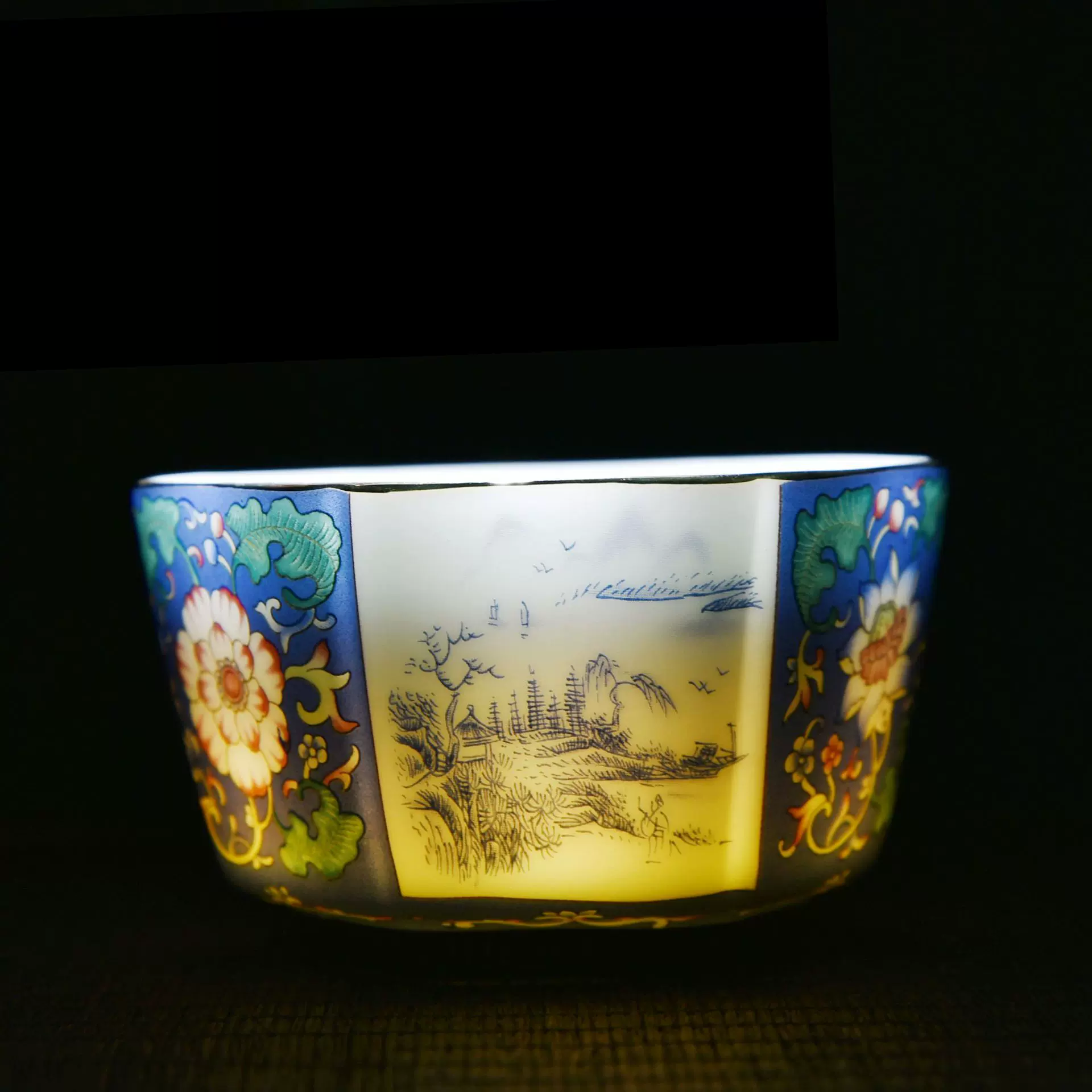 厂家直销珐琅彩四色八角杯茶具礼盒套装可代发茶水分离商务礼品