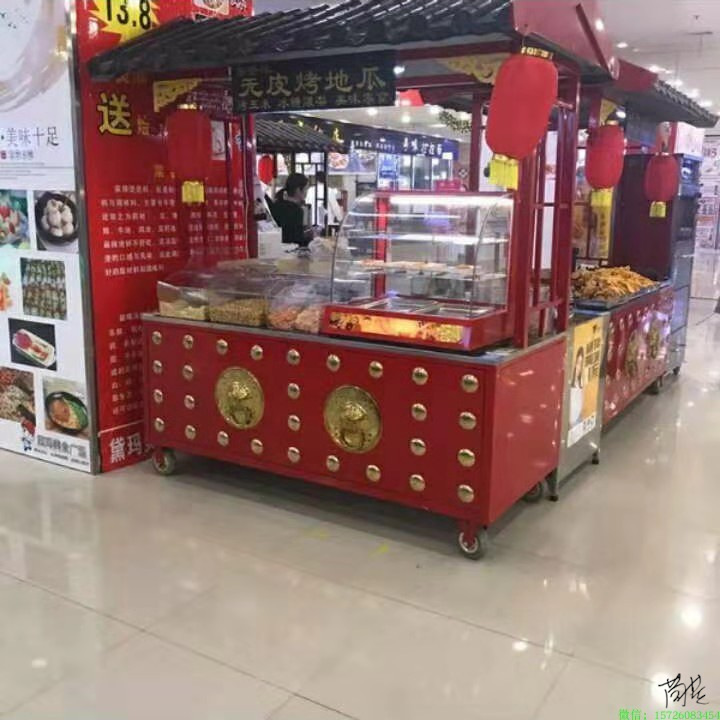手推小吃车移动摆摊餐车仿古餐车地摊摊车架子街边卤菜烧烤多功能