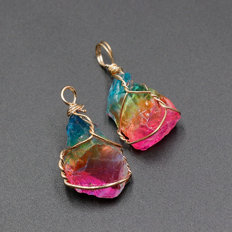 Natural water, crystal, pendant, natural ore, necklace, sweater, accessory, handmade, (Cross-border trading)