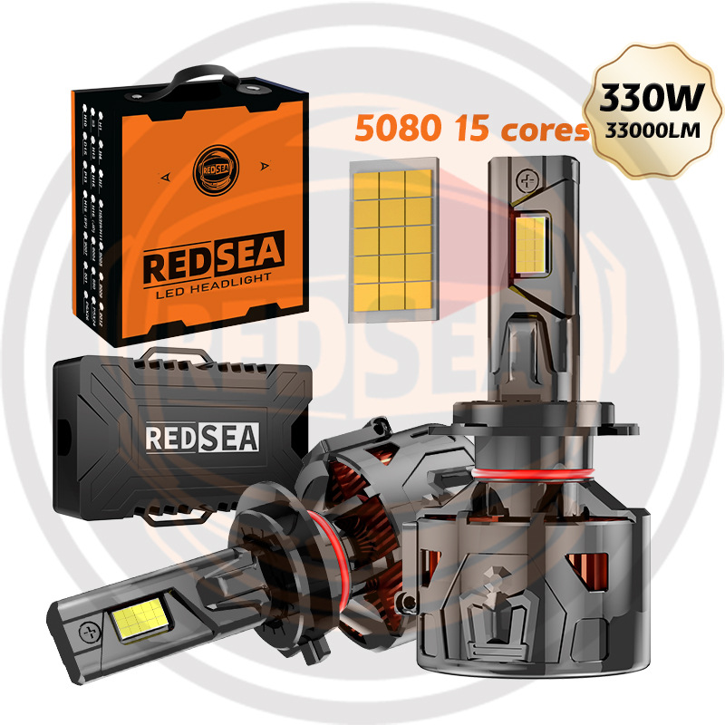 Redsea tres tubos de cobre LED lámpara de coche R33B 330W LED faro H7H4H11 9005 9006