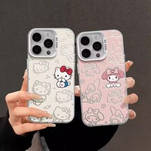线条美乐蒂适用于苹果iPhone17手机壳华为mate70卡通情侣款保护套