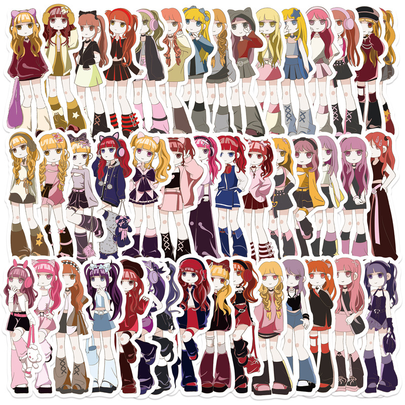 50 Y2K Aesthetic Style Stickers, Cartoon Characters, Mobile Phone Cases, Notebook Water Cups, Decorative Waterproof Stickers