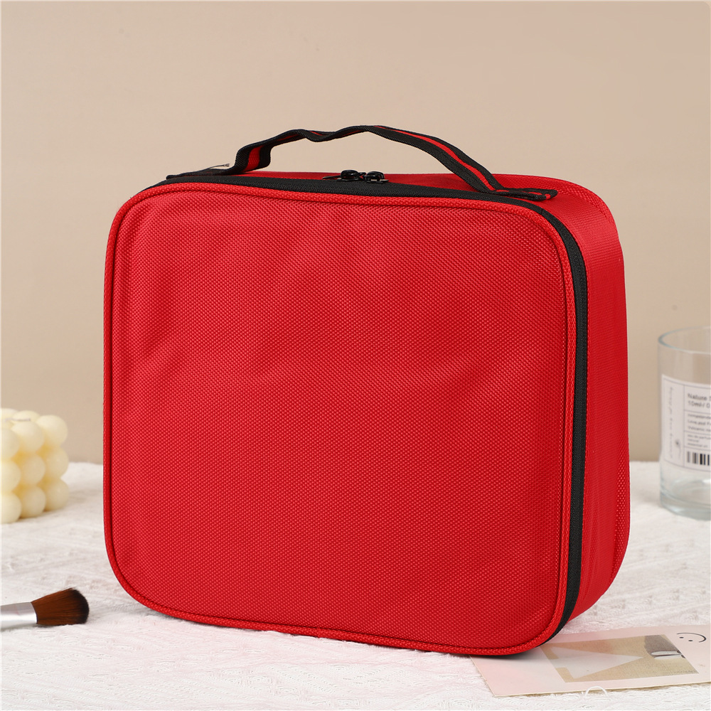 Estuche de maquillaje portátil de gran capacidad, de alta gama, con compartimentos, para mujer, bolsa de maquillaje portátil de viaje