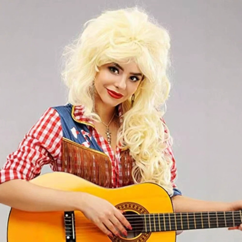 European and American rock singer wig, golden, voluminous, long curly hair, cosplay headpiece, Halloween party costume, full head European and American rock singer wig, golden, voluminous, long curly hair, cosplay headpiece, Halloween party costume, full head